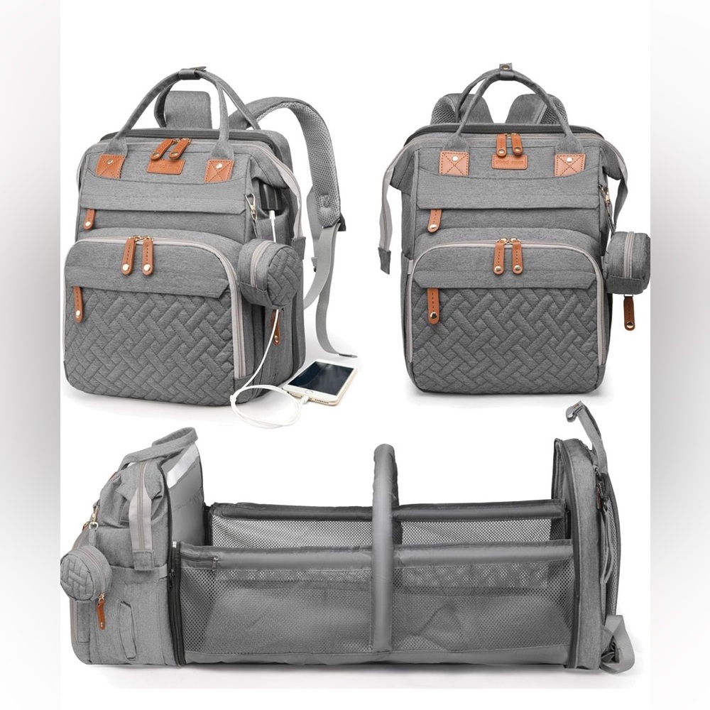 Gray Diaper bag & changing station 
Great for outdoor activities with baby
